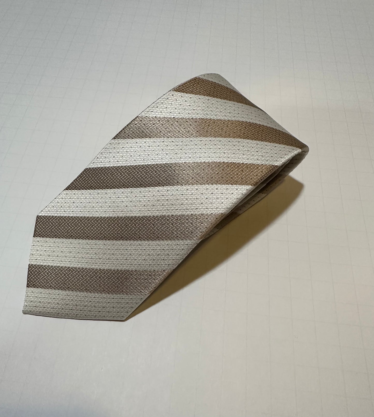 The Shirt Shop Tie - White and Khaki Stripes
