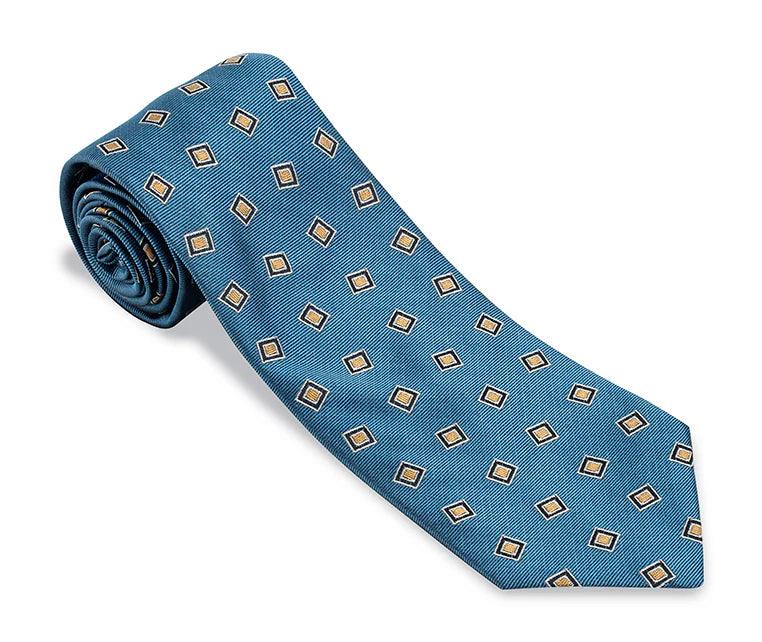 R Hanauer Tie - Blue Victoria Medallions