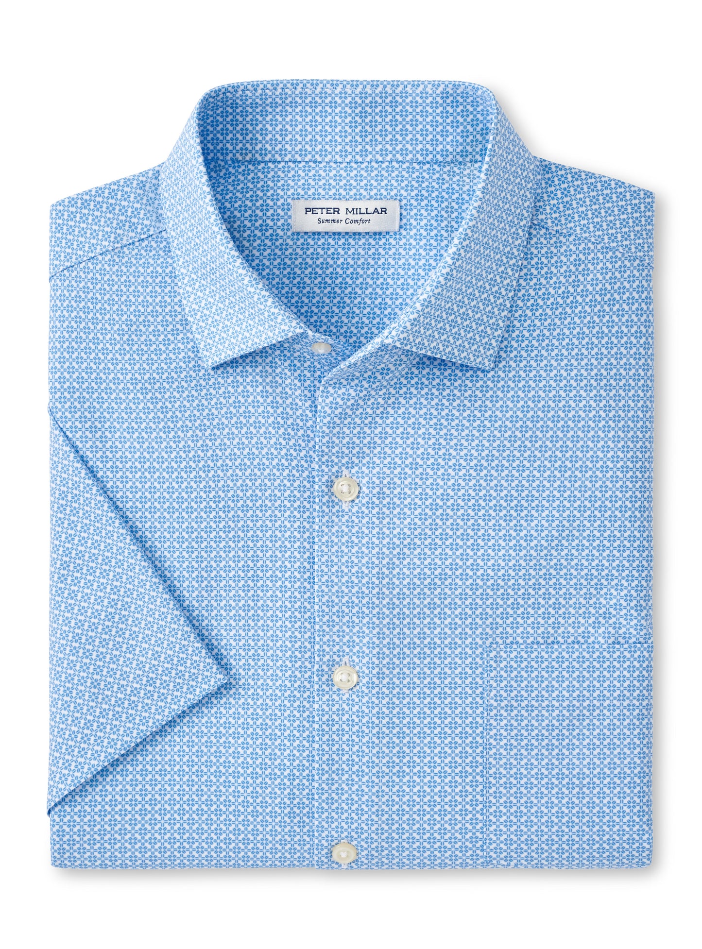 Peter Millar Geo Petals Performance Poplin Sport Shirt - Maritime