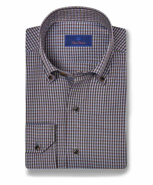 David Donahue Blue and Chocolate Casual Button Down