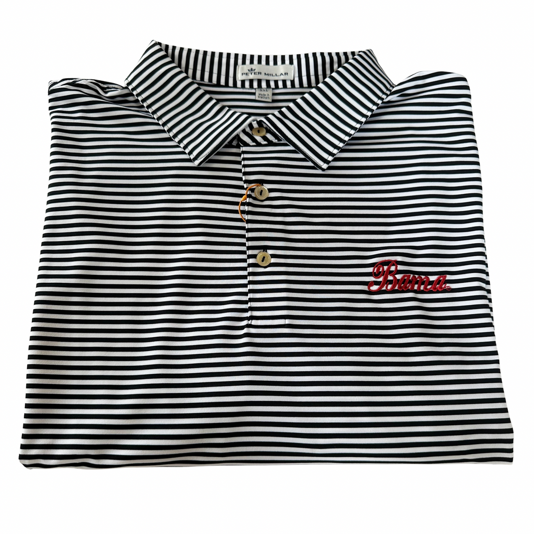 Peter Millar Hales Polo- Black (Bama Script)
