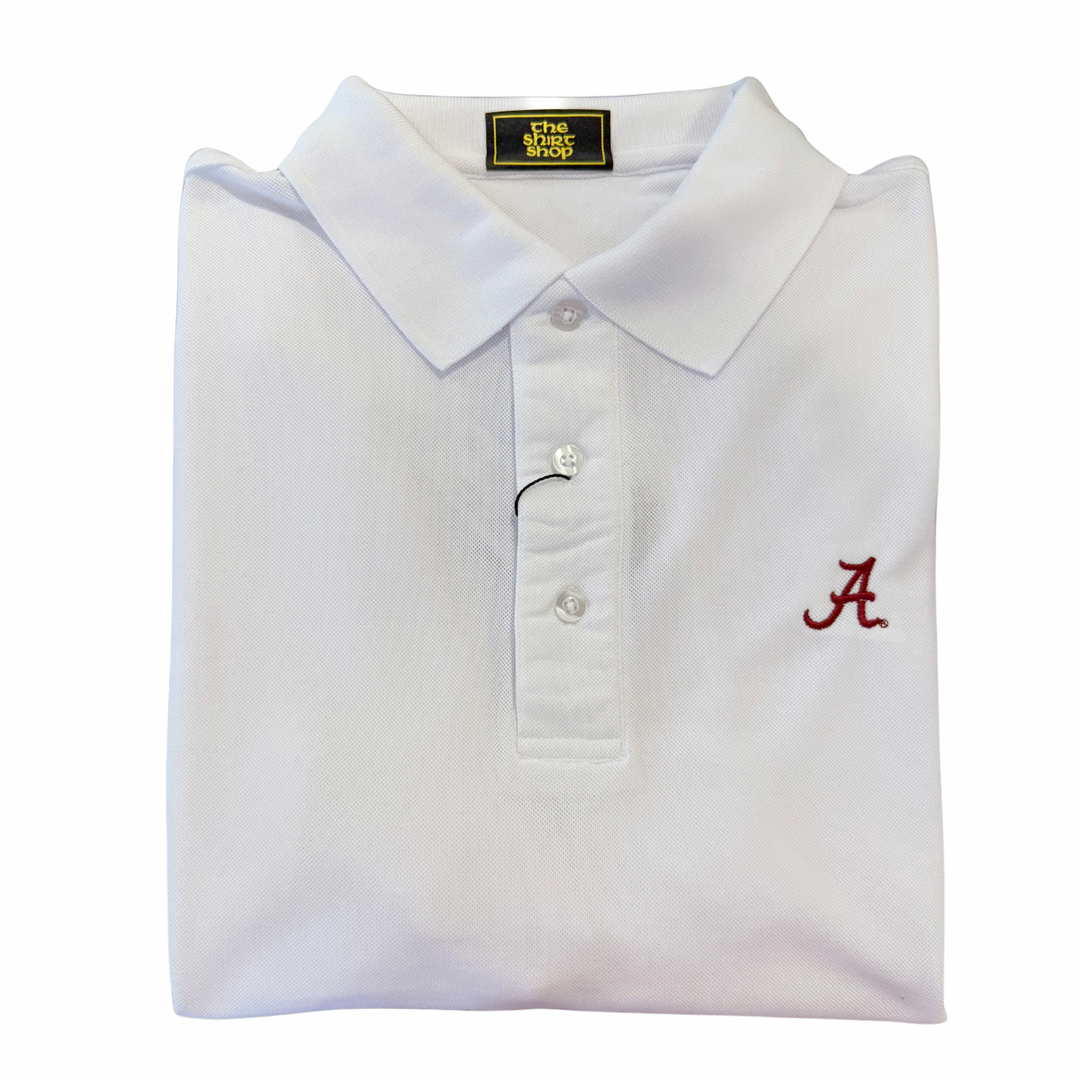The Shirt Shop Cotton Blend Solid Polo- White (Script "A")