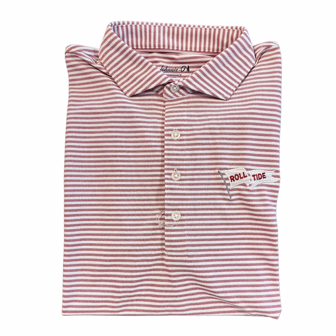 Johnnie-O Stetsons Performance Mesh Polo- Crimson (Pennant Flag)