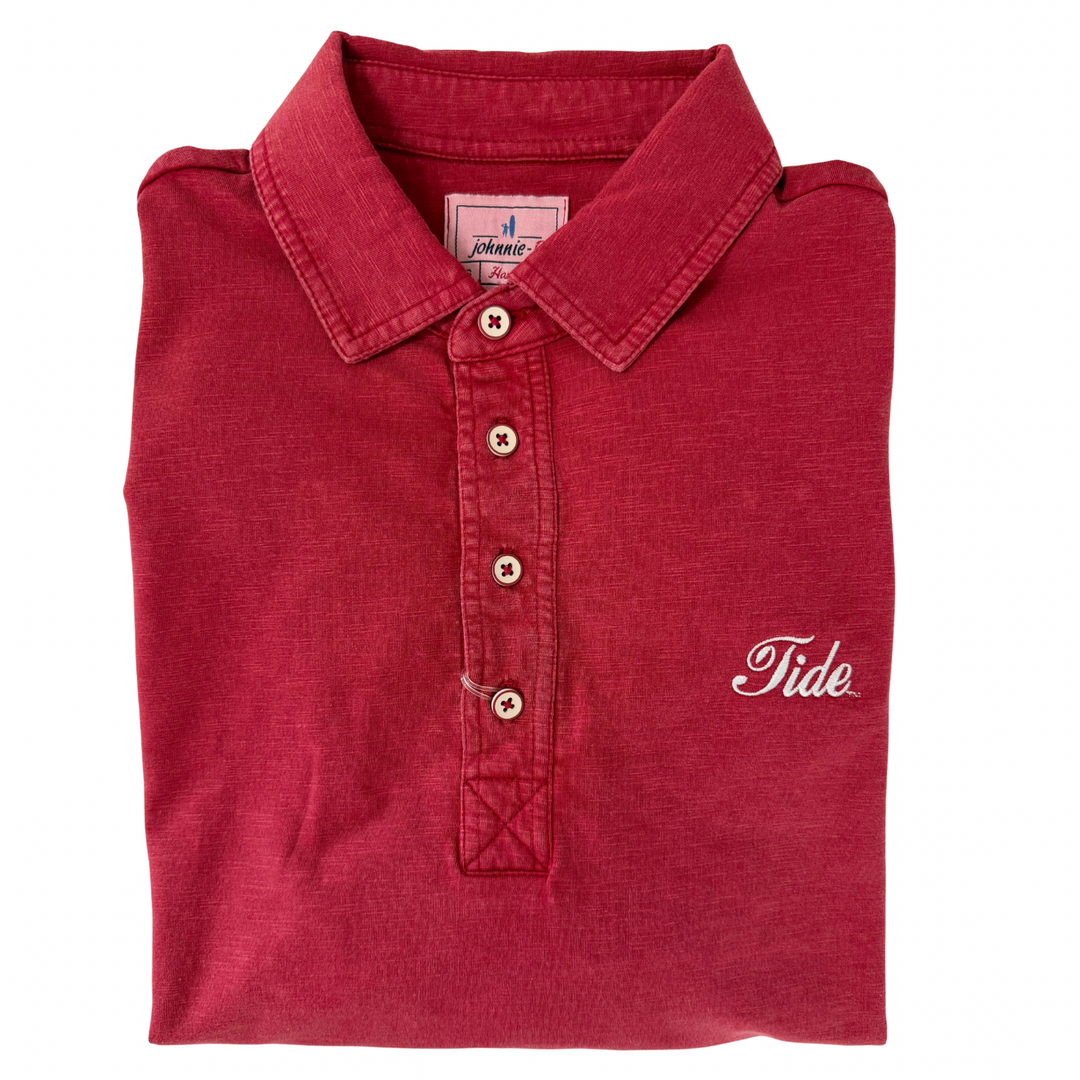Johnnie-O Coastal Wash Polo- Crimson (Tide Script)