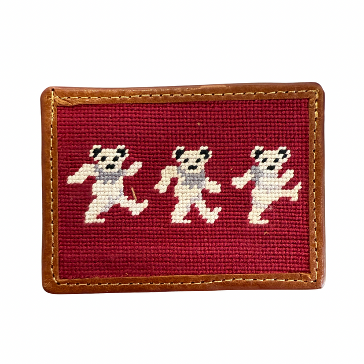 Smathers & Branson Card Wallet- Dancing Bears (Crimson)
