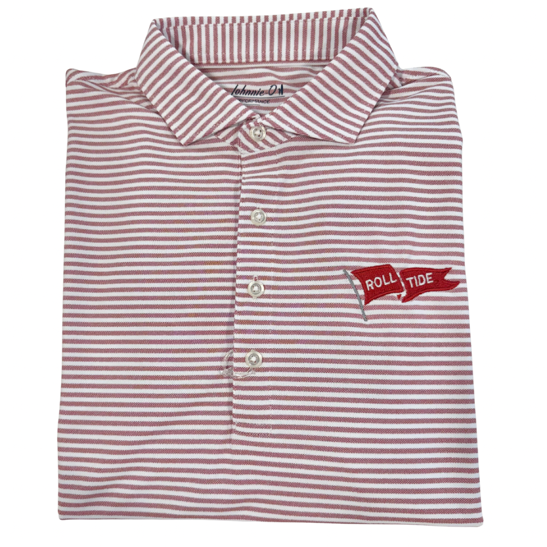 Johnnie-O Stetsons Performance Mesh Polo- Crimson (Red Pennant Flag)