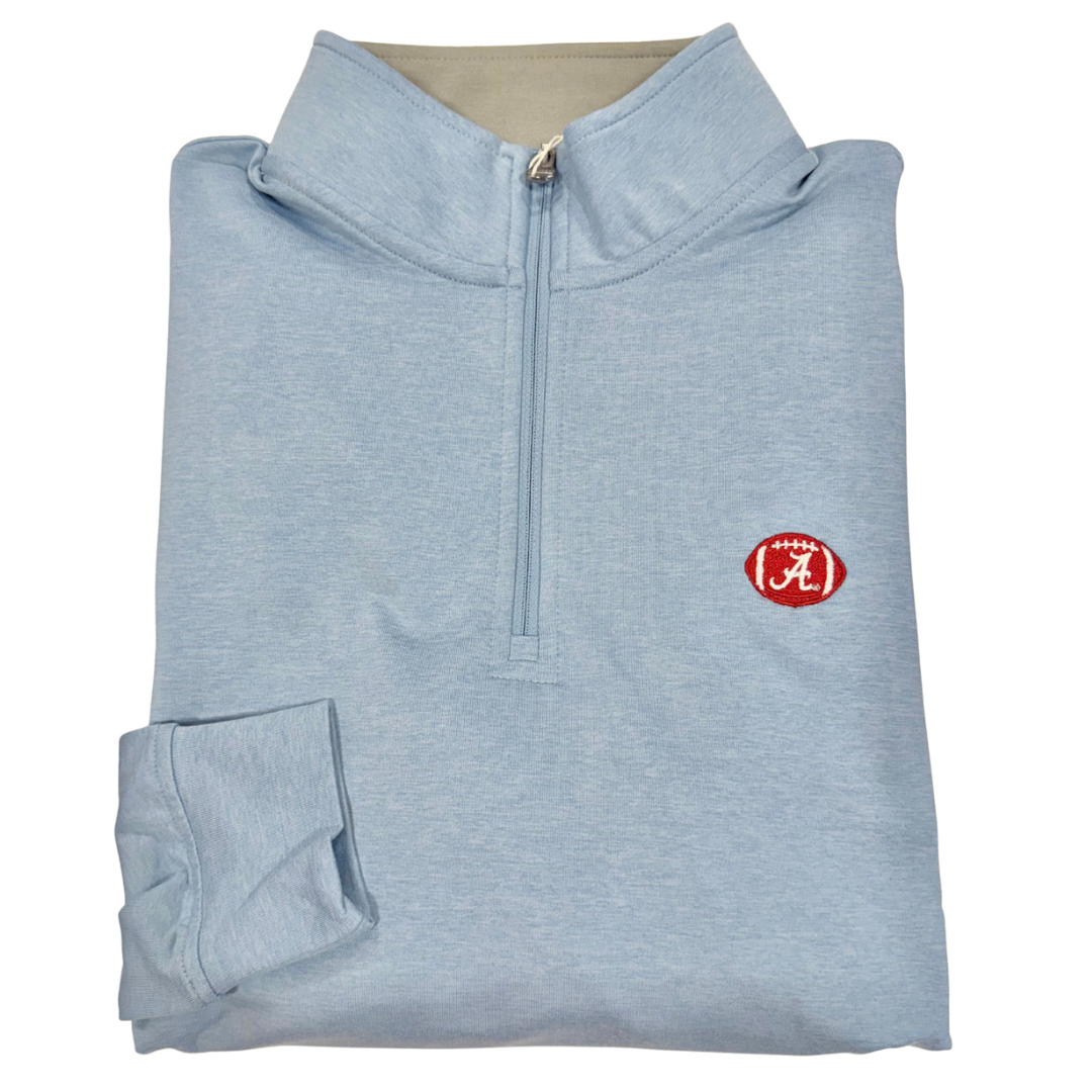 Duck Head Long Drive Performance 1/4 Zip Pullover- Glacier Blue Heather (Football)