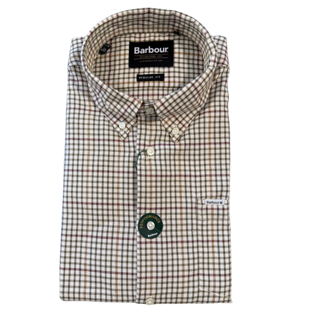 Barbour Henderson Thermo Weave Checked Shirt- Ecru