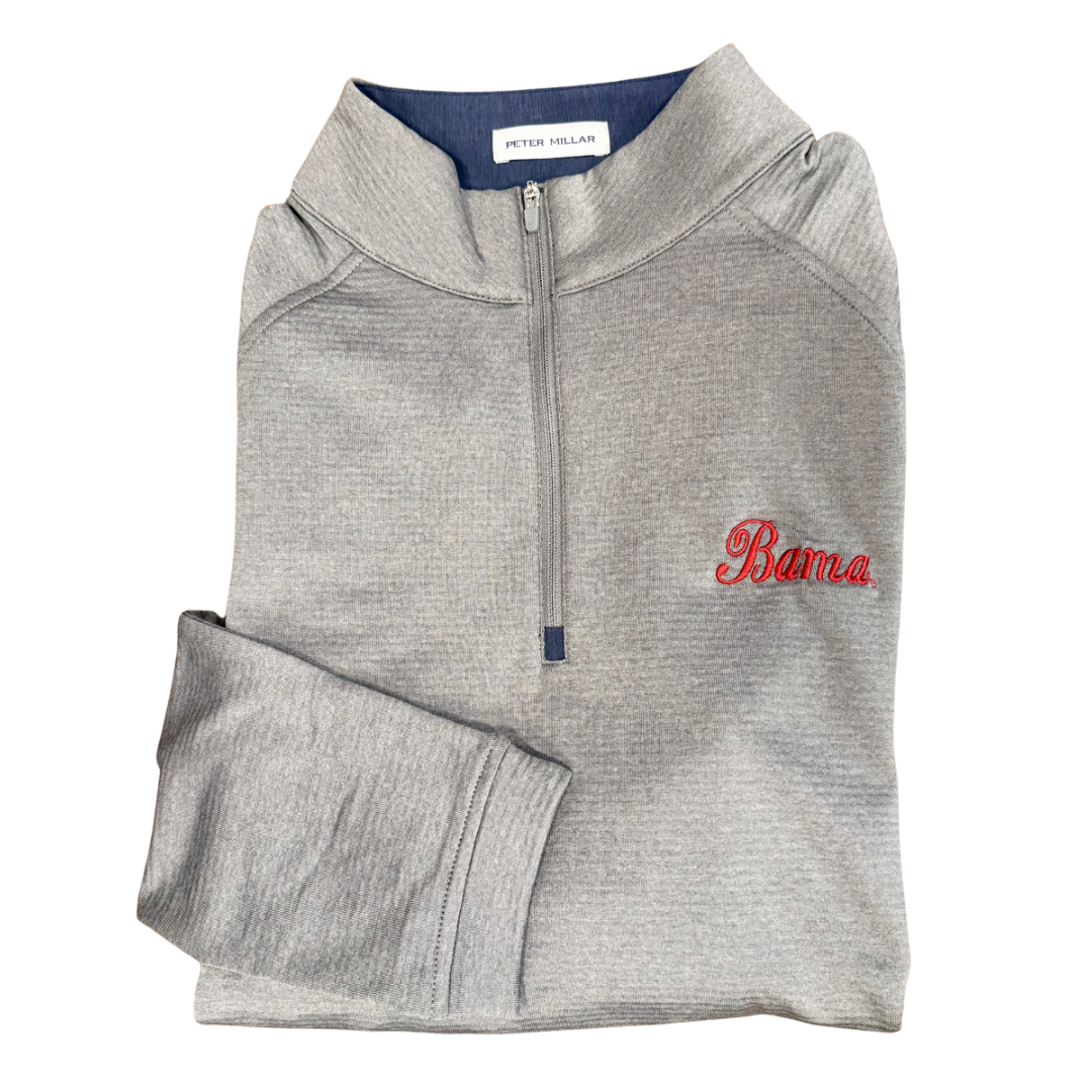 Peter Millar Beaumont Performance Quarter Zip- Oslo Grey (Bama)