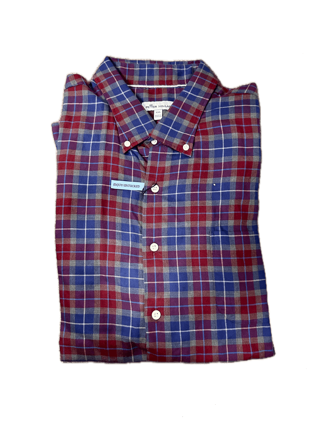 Peter Millar Navy & Crimson Plaid Button Up