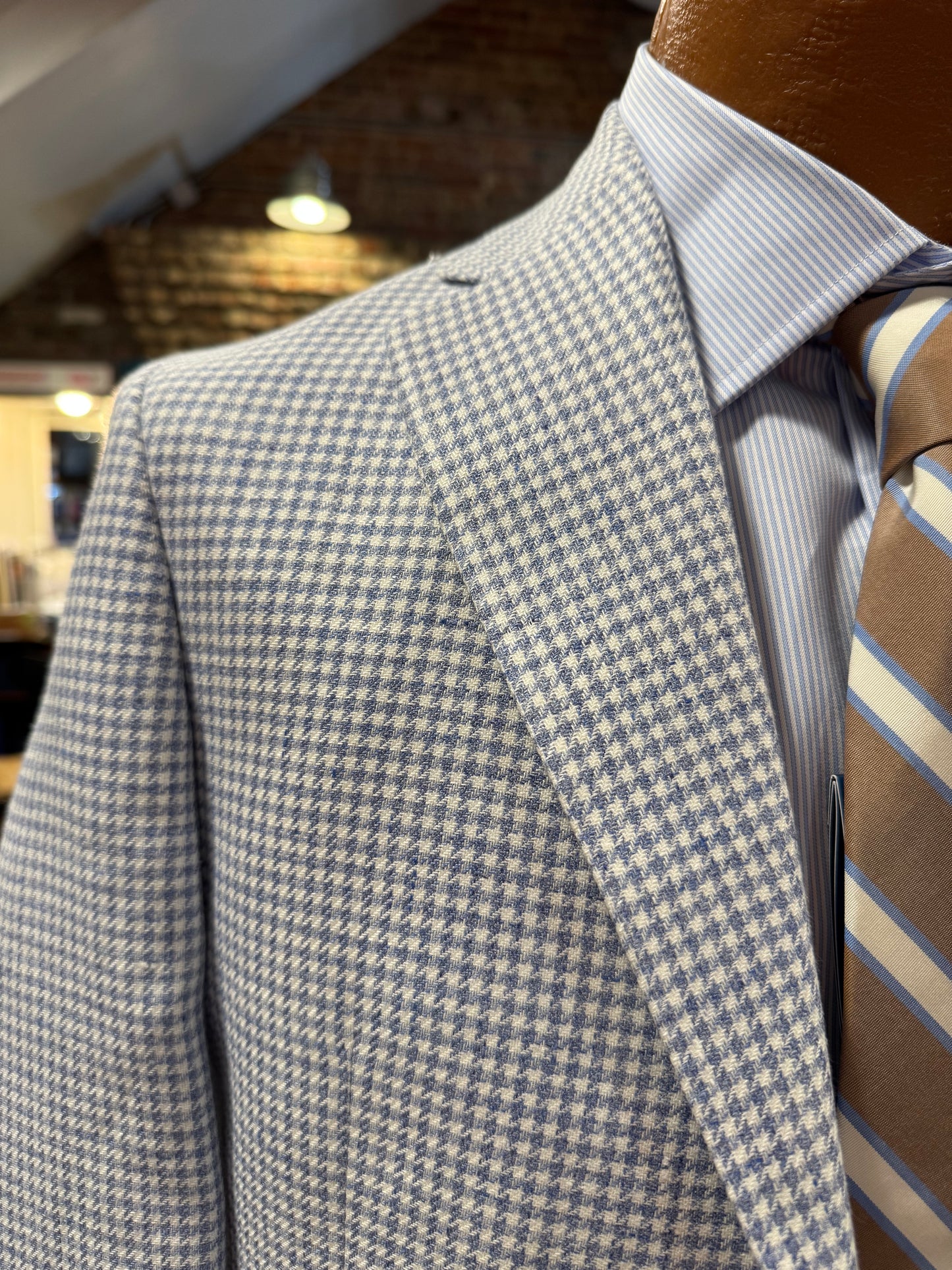 Hart Schaffner Marx Light Blue/White Houndstooth Sport Coat