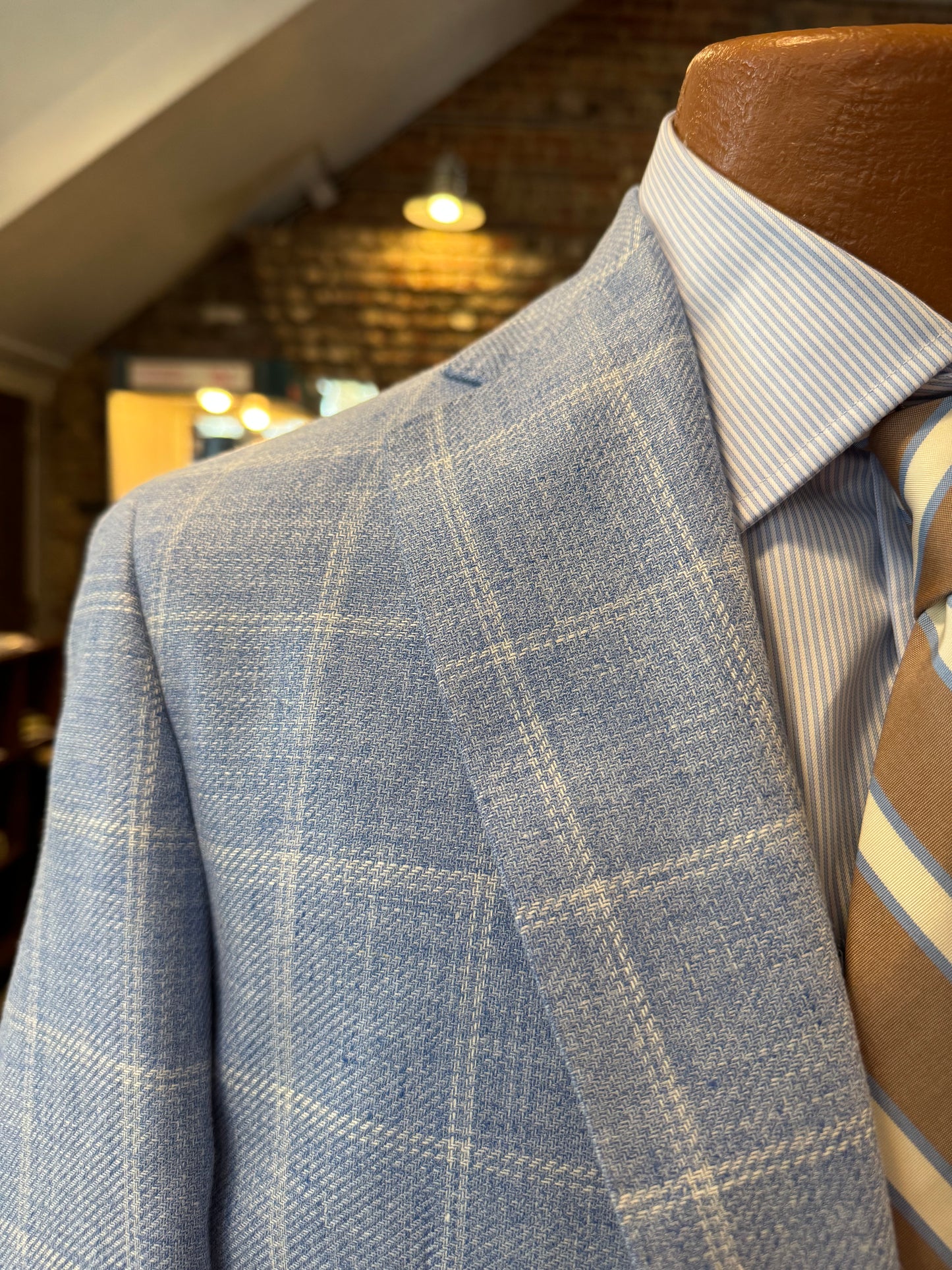 Hart Schaffner Marx Light Blue Windowpane Sport Coat