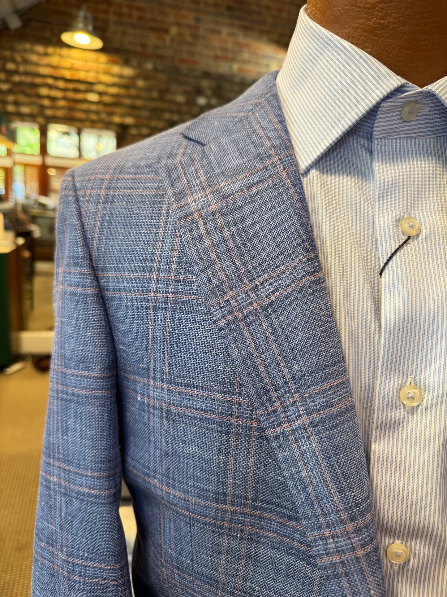 Peter Millar Blue/Pink Plaid Sport Coat