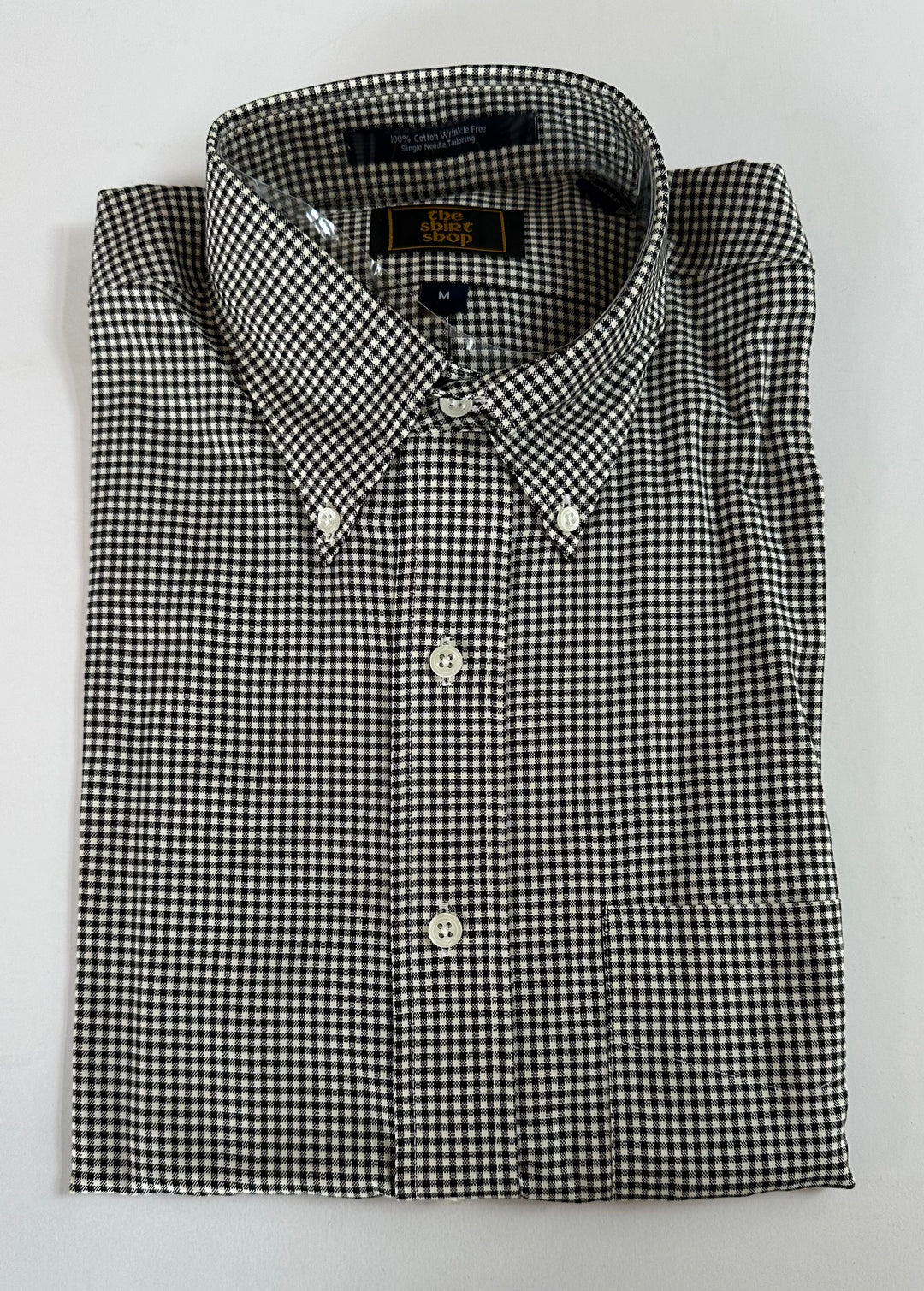 The Shirt Shop Wrinkle Free Button Down- Black Mini Check