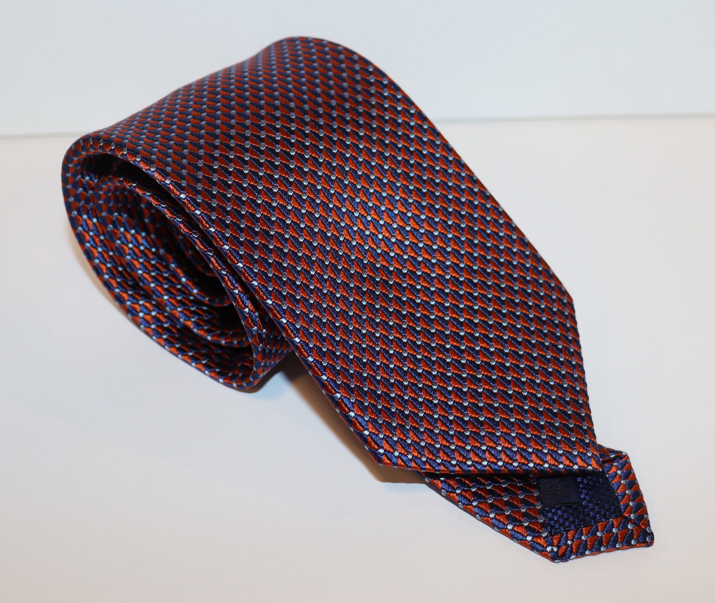 David Donahue Tie - Orange Geo Print