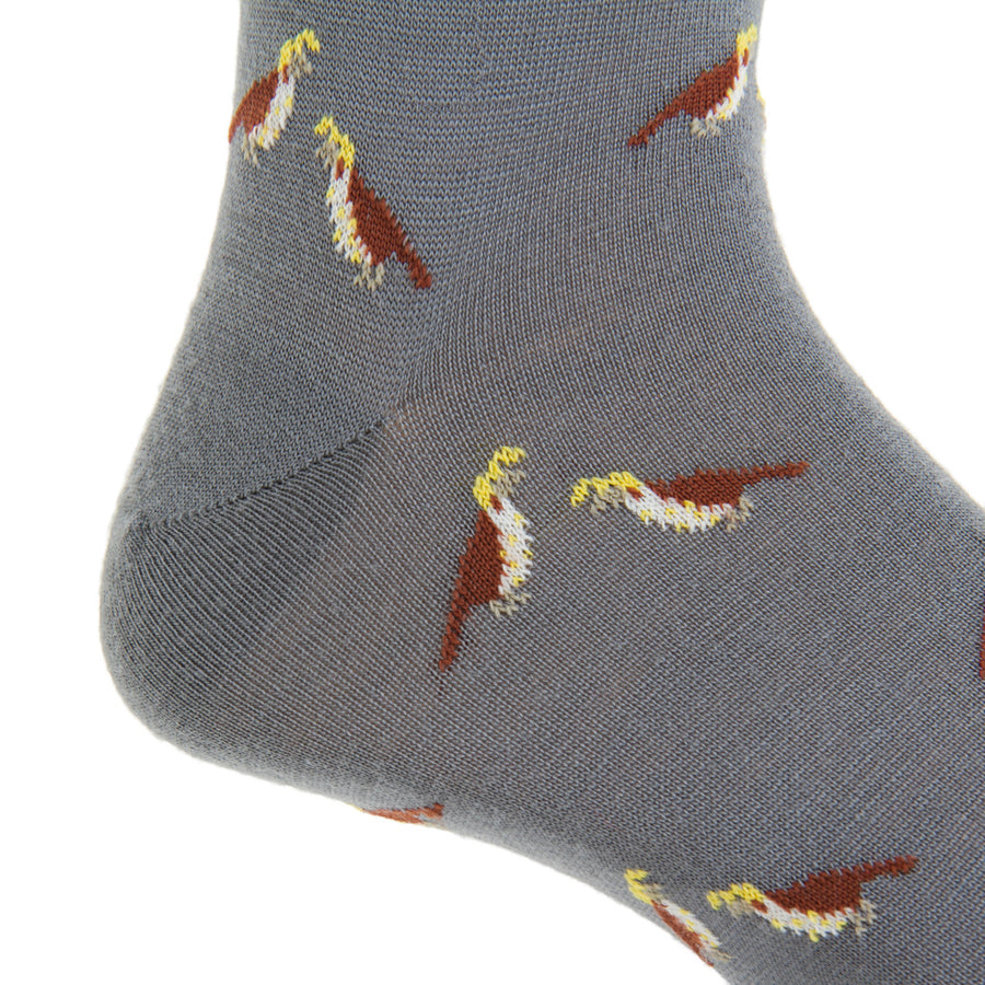 The Shirt Shop Gray, Tan, Yellow Quail Dress Socks