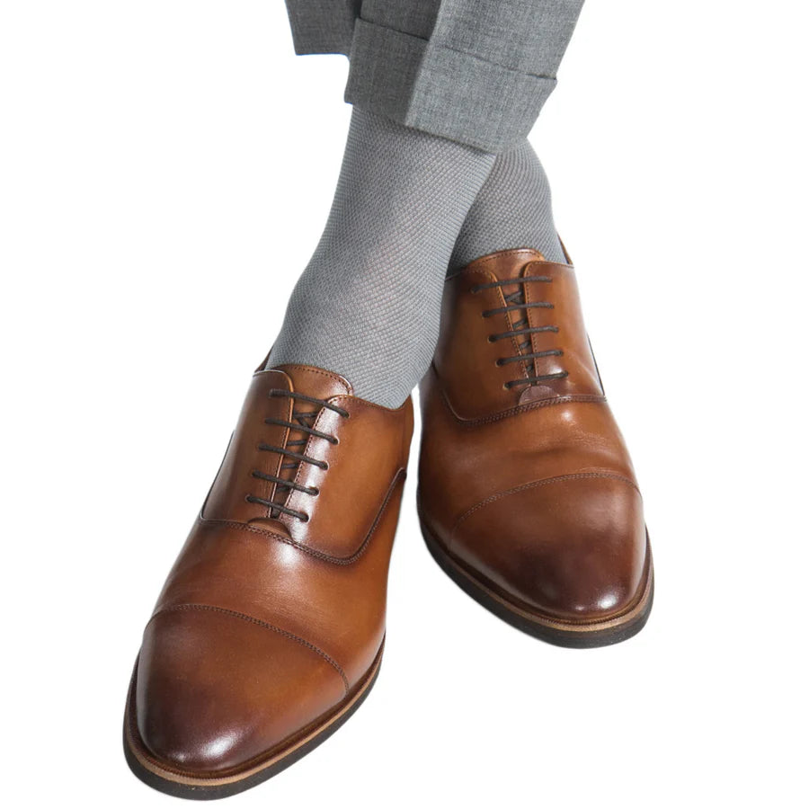 The Shirt Shop Dress Sock - Steel Gray/Ash Nailhead (2 Lengths)