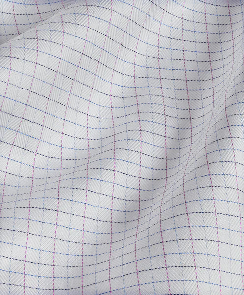 David Donahue Trim Fit White & Berry Check Non-Iron Dress Shirt