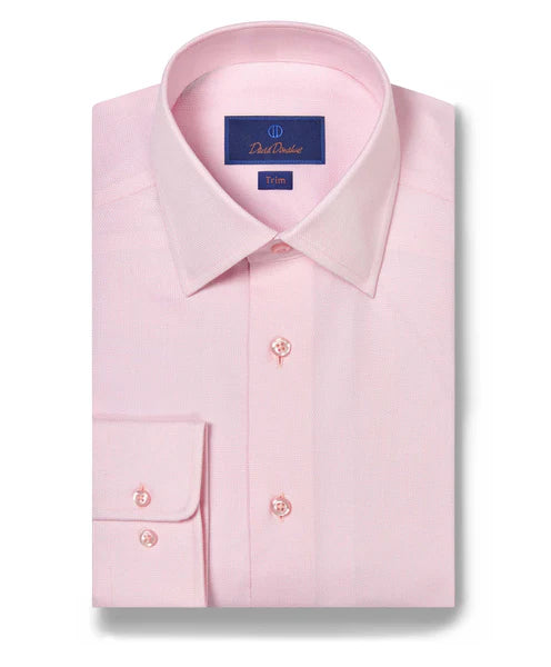 David Donahue Pink & White Royal Oxford Dress Shirt (Trim Fit)