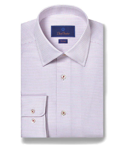 David Donahue Berry & Blue Micro Tic Dress Shirt (Trim Fit)