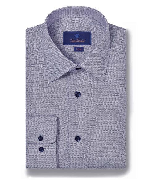 David Donahue Navy & White Royal Oxford Dress Shirt (Trim Fit) Navy & White / 17.5x32/33 David Donahue Navy & White Royal Oxford Dress Shirt (Trim Fit) Navy & White / 17.5x32/33