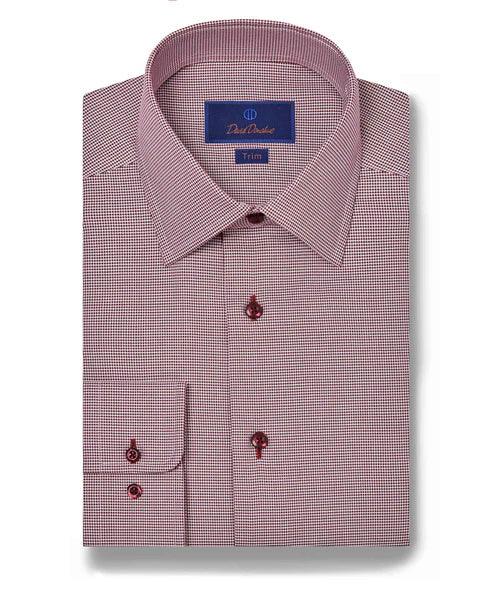 David Donahue Trim Fit Micropattern Cotton Dress Shirt in Merlot at Nordstrom, Size 16.5 - 36 David Donahue Trim Fit Micropattern Cotton Dress Shirt in Merlot at Nordstrom, Size 16.5 - 36