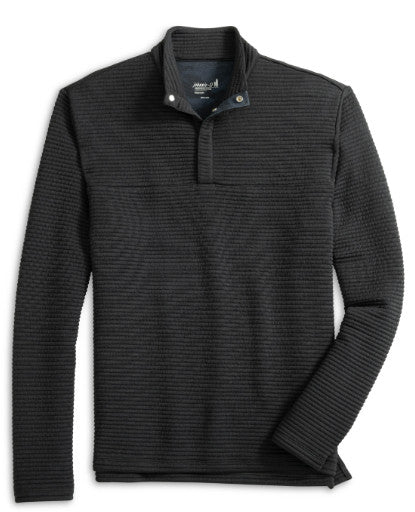 Johnnie-O Benjy Heathered Henley Pullover- Heather Black