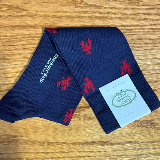 The Shirt Shop Dress Socks - Navy/Red Lobster