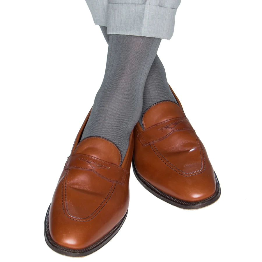 The Shirt Shop Socks - Gray Ribbed - Over the Calf