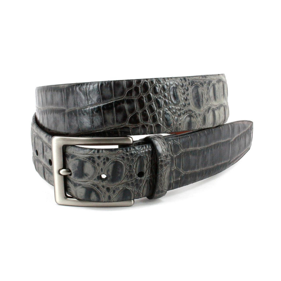 Torino 38MM Gray Hornback Embossed Belt