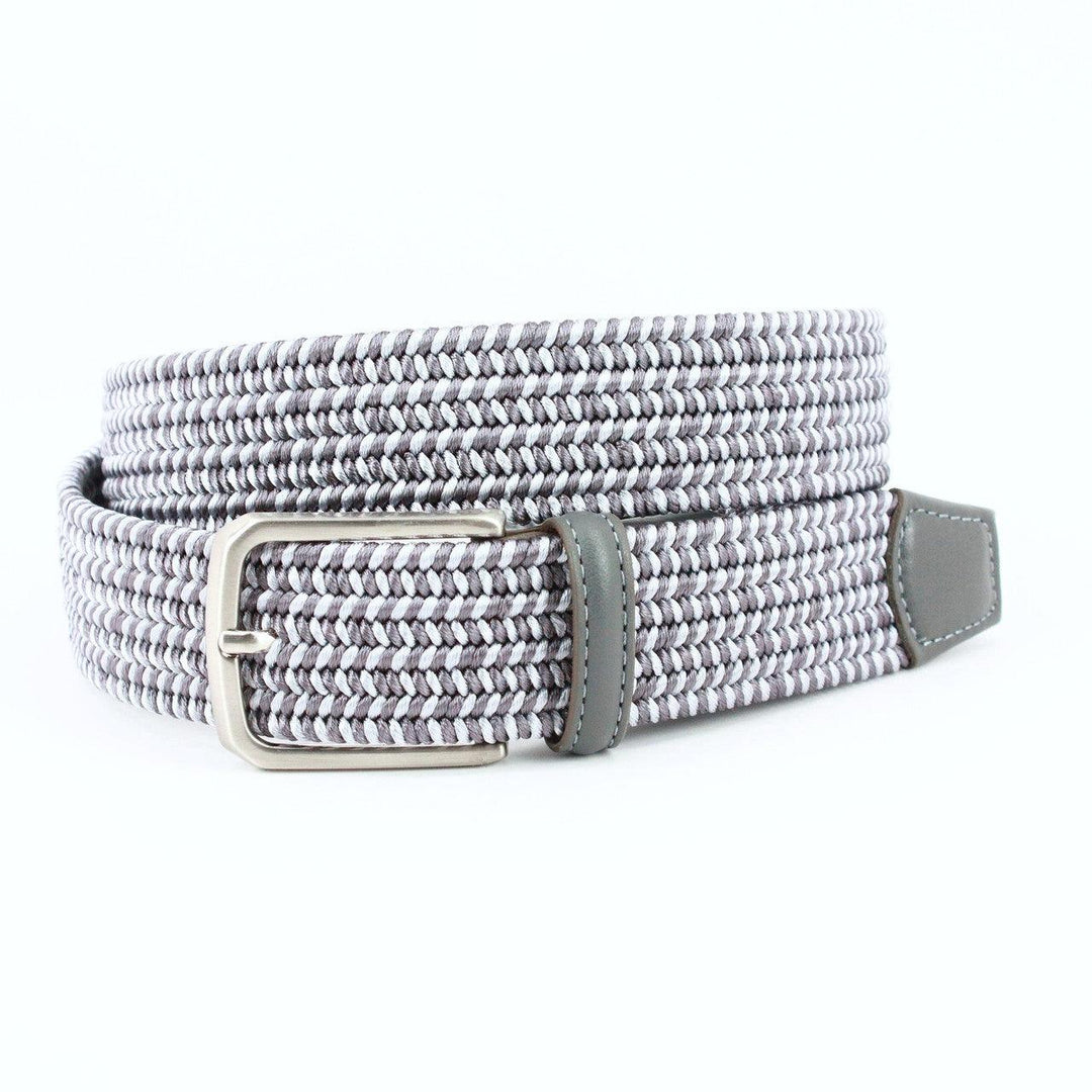 Torino 35MM Gray Braided Rayon Satin Nickel Buckle Belt