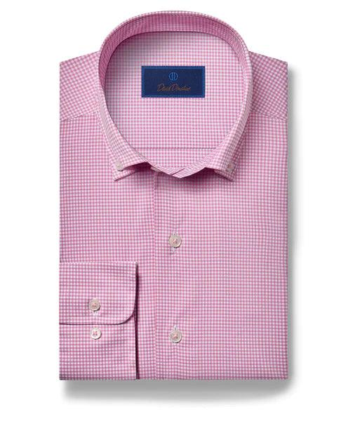 David Donahue Pink Gingham Sport Shirt