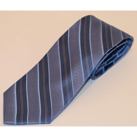 The Shirt Shop Tie - Slate Blue with Blue/Lavender Stripes