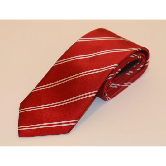 The Shirt Shop Tie - Red with Double White Stripes
