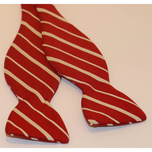 R. Hanauer Bow Tie - Crimson/White Stripe