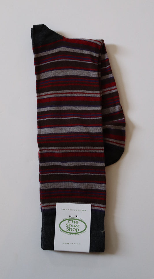 The Shirt Shop Dress Socks - Gray, Red, Light Gray, Brown, Blue (Mid Calf)