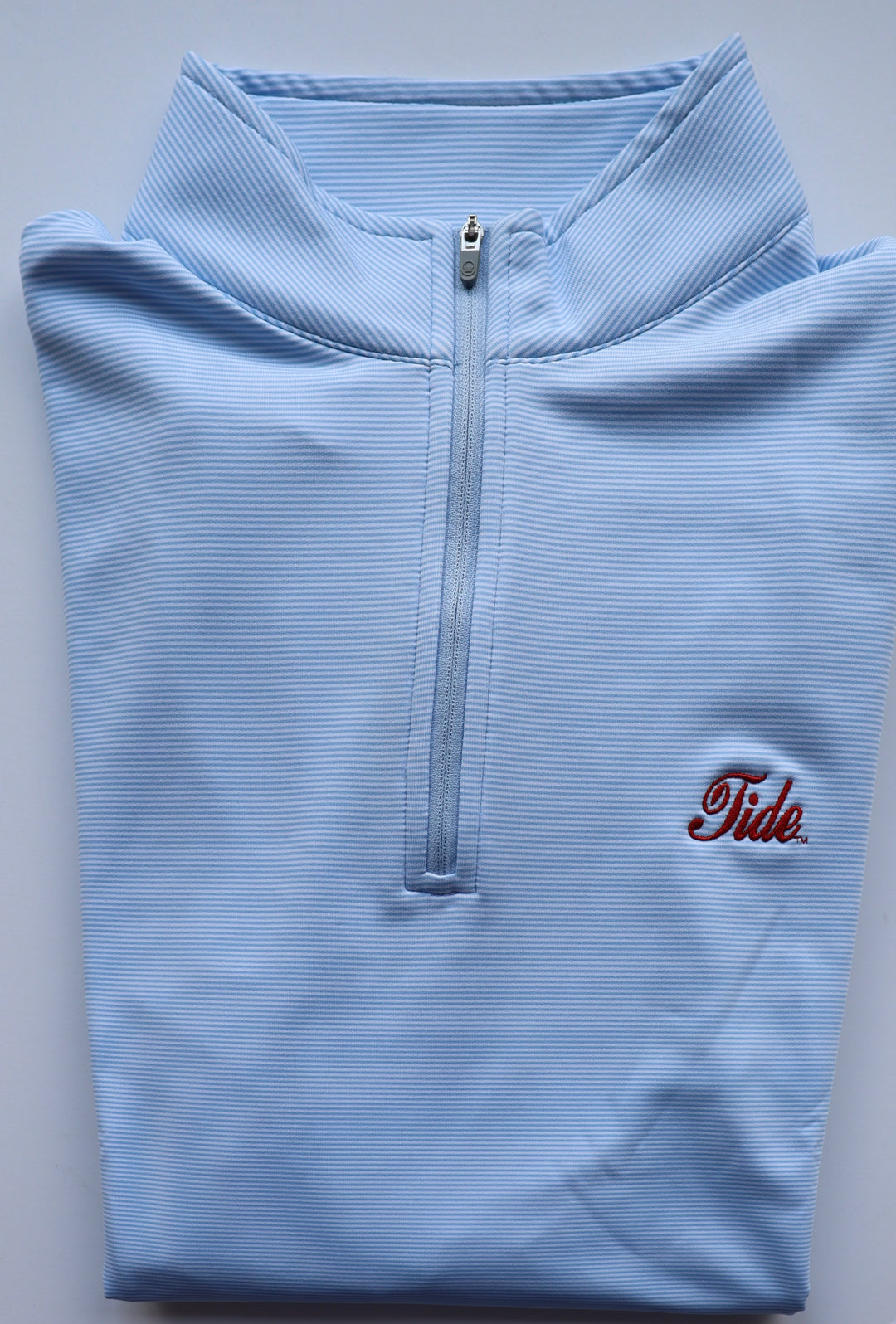 Peter Millar Mini Stripe Perth Quarter Zip- Cottage Blue (Tide Script)