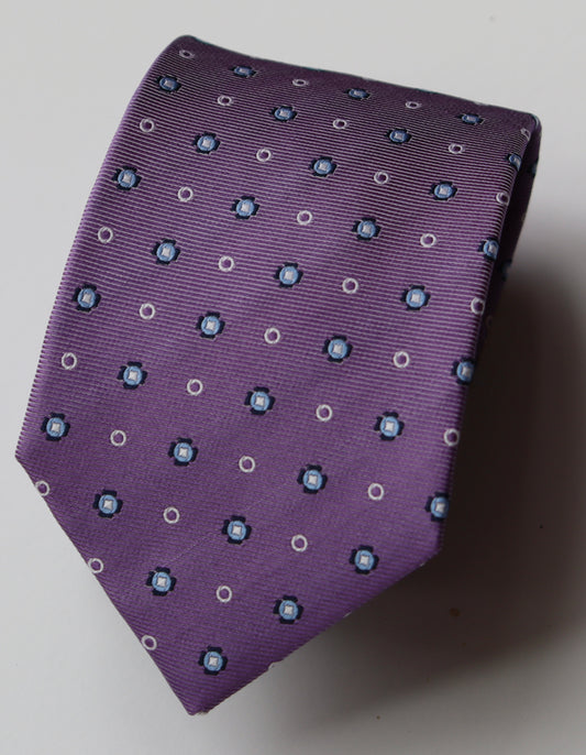 The Shirt Shop Tie - Purple w/ Baby Blue and White Circles