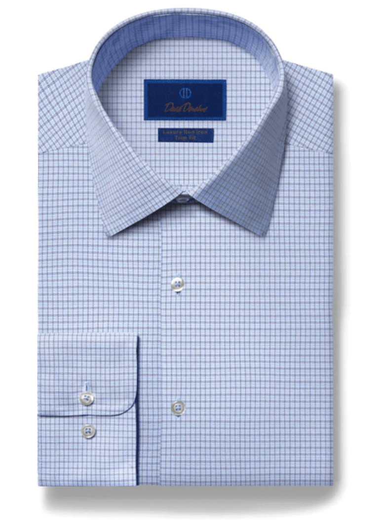 David Donahue Blue Micro Textured Non-Iron Dress Shirt Blue / 18x34/35 David Donahue Blue Micro Textured Non-Iron Dress Shirt Blue / 18x34/35