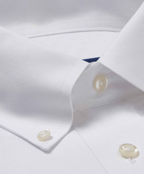 David Donahue Pinpoint Oxford Dress Shirt - White (Trim)