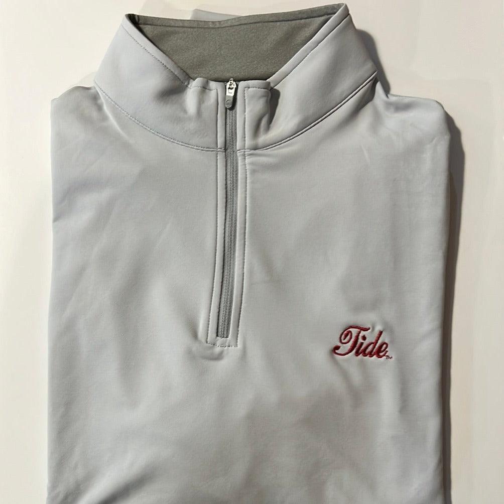Peter Millar Solid Perth Quarter Zip- British Grey (Tide Script)