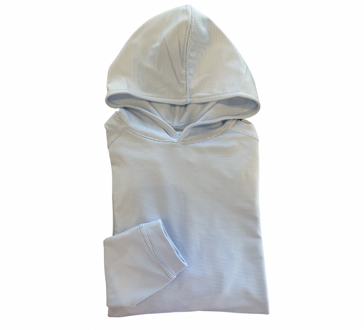 Peter Millar Pine Sugar Stripe Hoodie- Cottage Blue