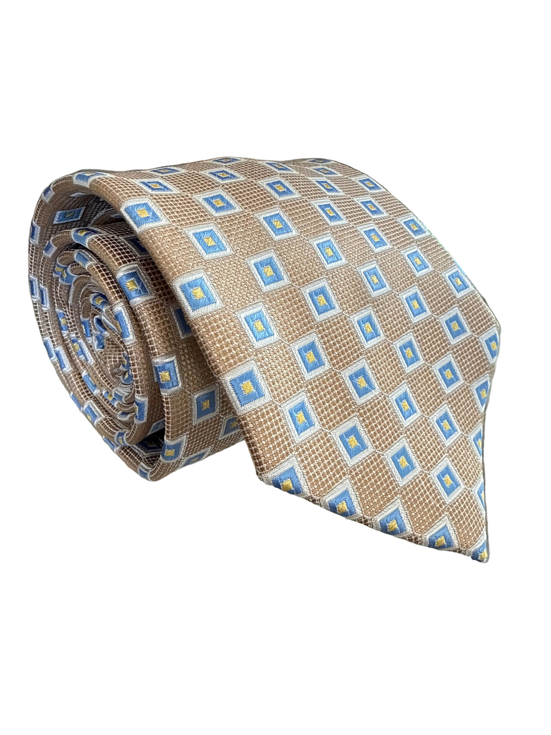 The Shirt Shop Tie- Tan with Squares