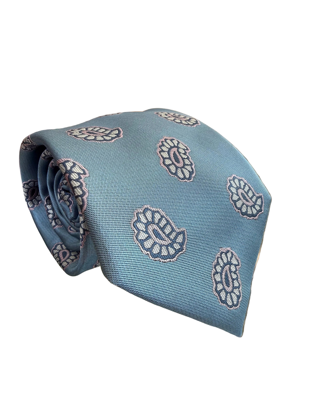 The Shirt Shop Tie- Blue with Silver/Pink Paisley