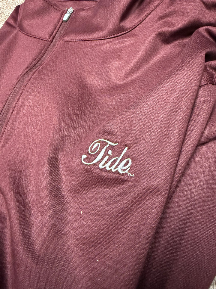 Peter Millar Perth Herringbone Performance Quarter Zip- Bordeaux (Tide Script)