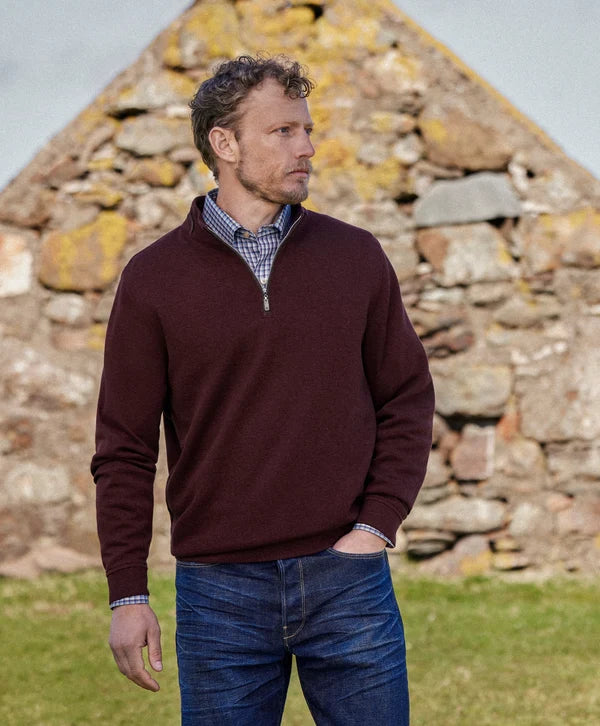 David Donahue Smythson Quarter Zip - Cabernet