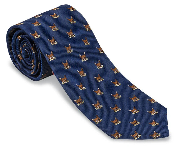 R. Hanauer Tie - Navy Woven Fox Mask