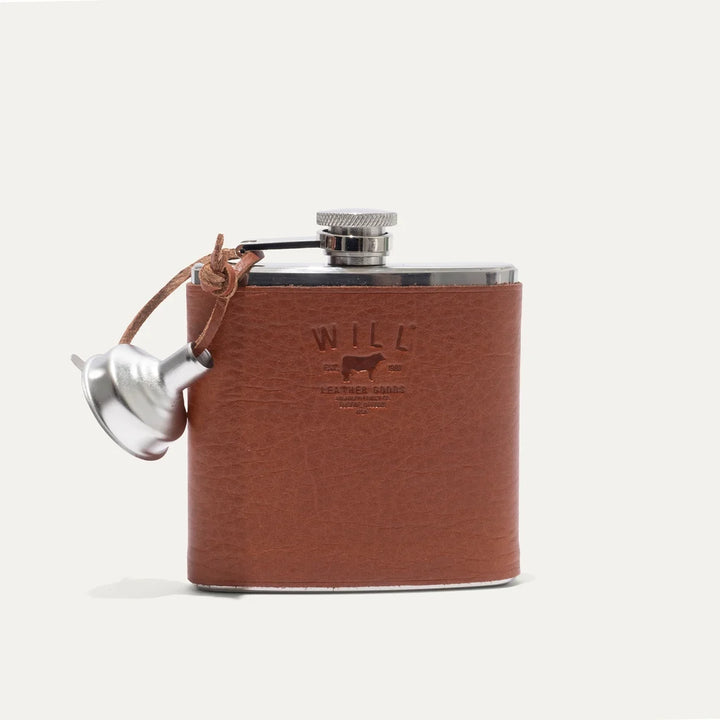 Will Leather Goods Leather & Stainless Steel Flask - Tan