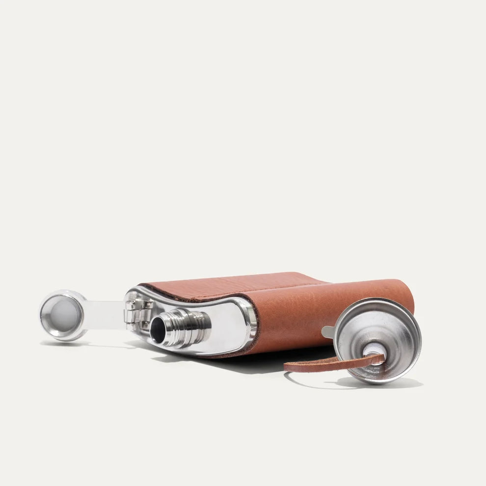 Will Leather Goods Leather & Stainless Steel Flask - Tan