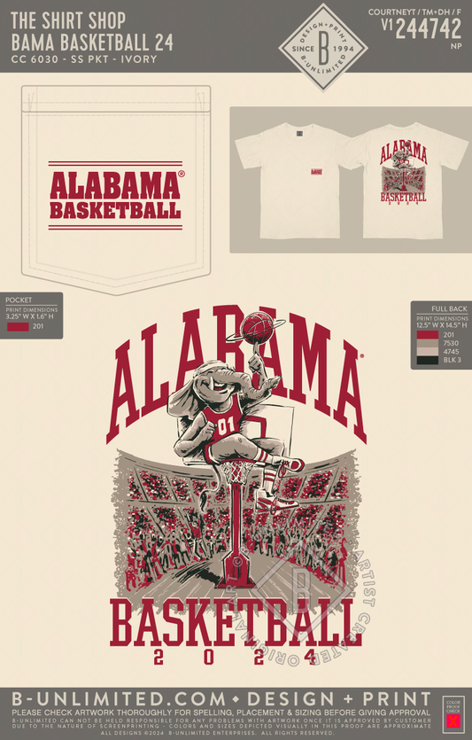 PREORDER The Shirt Shop - 2024 Bama Basketball T-Shirt